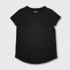 Girls' Short Sleeve Sparkle T-shirt - Cat & Jack Black