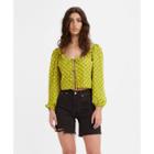 Levi's Women's Long Sleeve Embry Tie Blouse - Sweet Daisy Split Pea Floral