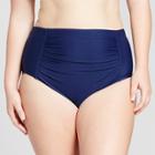 Sea Angel Women's Plus Size Ruched High Waist Bottom - Navy (blue)