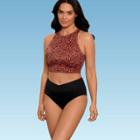 Women's Slimming Control High Neck Bikini Top - Beach Betty By Miracle Brands Brown