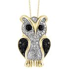 Distributed By Target 120 Ct. T.w. Round-cut Black And White Diamond Pave Set Owl Pendant - Yellow
