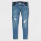 Maternity Low-rise Side Panel Distressed Skinny Jeans - Isabel Maternity By Ingrid & Isabel