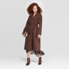 Women's Wool Wrap Coat - A New Day Brown S, Women's,