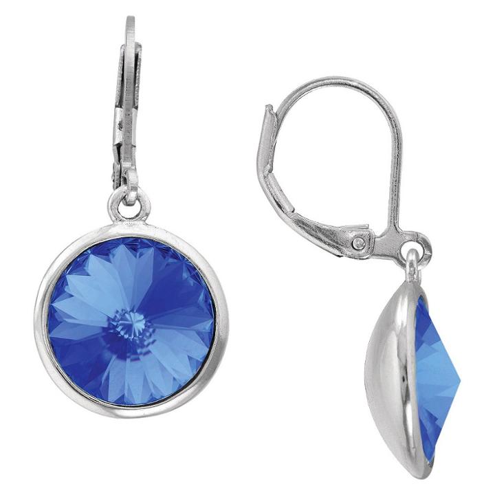 Target Women's Silver Plated Crystal Chrysolite Round Dangle Earring