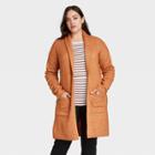 Women's Plus Size Open Neck Cozy Duster Cardigan - Ava & Viv Rust