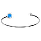 Inox Jewelry Women's Steel Art Stainless Steel With Bezel Set Blue Synthetic Opal Open Cuff Bracelet