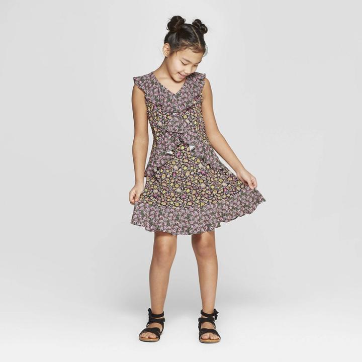 Girls' Ruffle Tank Dress - Art Class Black