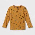 Toddler Boys' Cozy Waffle Square Print Long Sleeve Henley Shirt - Art Class Yellow