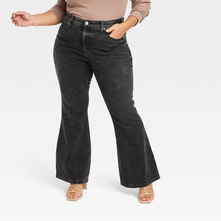 Women's High-rise Flare Jeans - Ava & Viv Black Wash