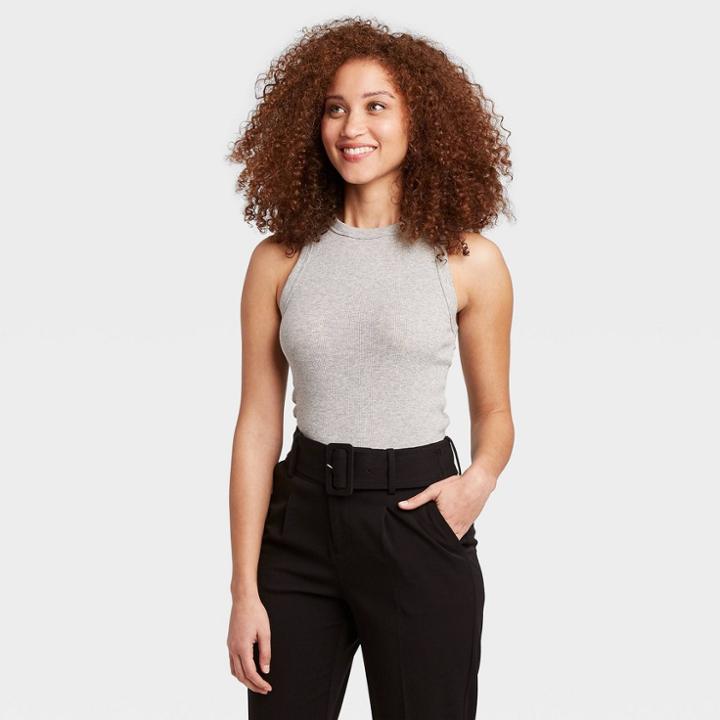 Women's Regular Fit Crewneck Tank Top - A New Day Light Heather Gray Xs, Women's, Light Grey Gray