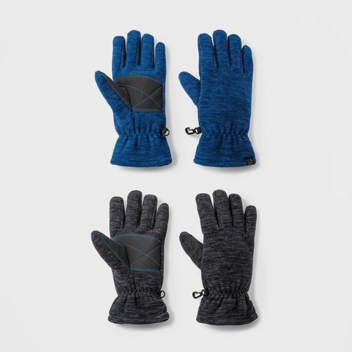 Boys' 2pk Fleece Gloves - All In Motion Black/blue