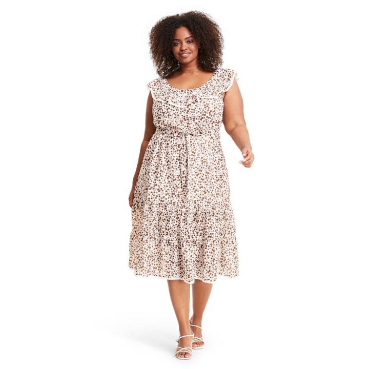 Plus Size Floral Sleeveless Ruffle Dress - Rixo For Target Brown