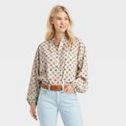 Women's Balloon Long Sleeve Poet Blouse - Universal Thread Cream Floral Xs, Ivory Floral