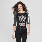 Women's Skeleton Raglan Graphic T-shirt - Zoe+liv (juniors') Charcoal