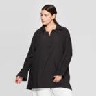 Women's Plus Size Long Sleeve Collared Tunic - Prologue Black