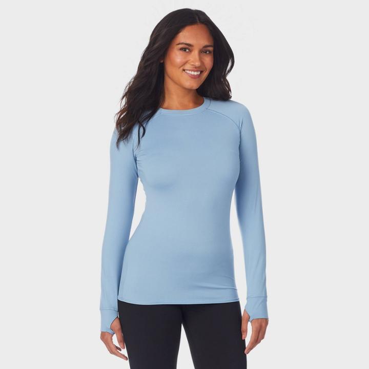 Warm Essentials By Cuddl Duds Women's Active Thermal Crewneck Top - Cloud Blue