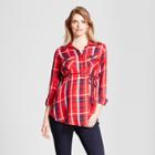 Maternity Plaid Popover Tunic - Isabel Maternity By Ingrid & Isabel Fresh Cut Rose