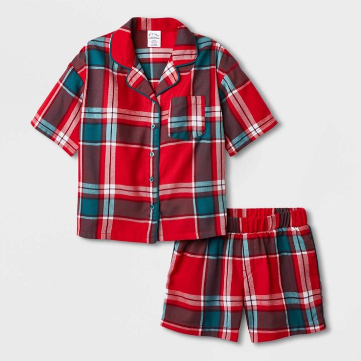 Girls' Plaid Flannel Pajama Set - Art Class Red