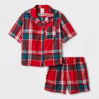 Girls' Plaid Flannel Pajama Set - Art Class Red