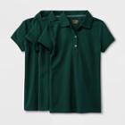 Girls' 3pk Short Sleeve Pique Uniform Polo Shirt - Cat & Jack Green
