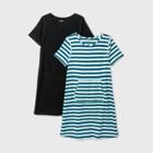 Girls' Adaptive 2pk Striped Dress - Cat & Jack Black/aqua