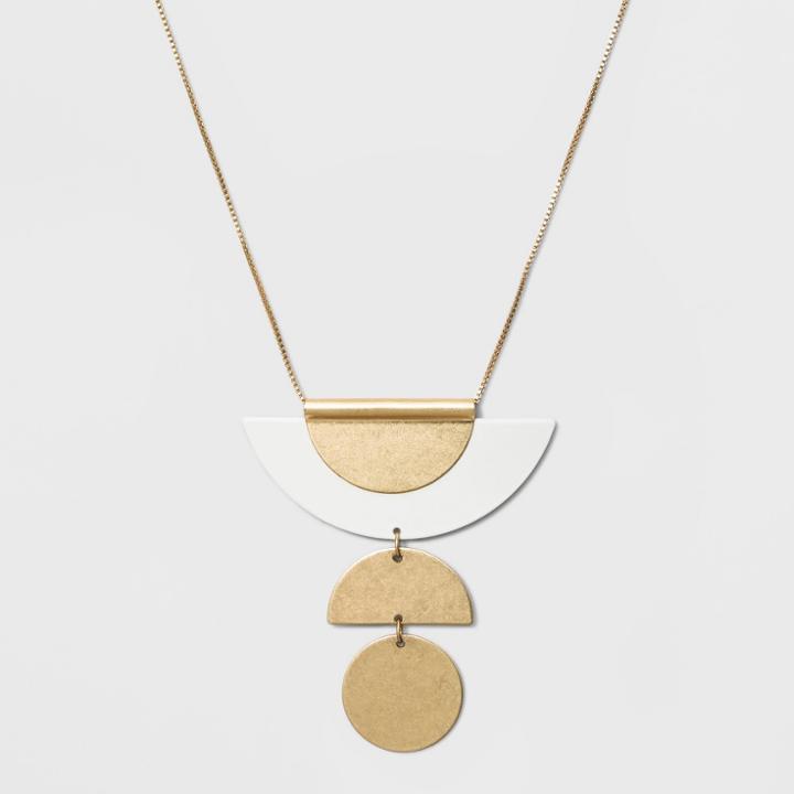 Long Statement Pendant Necklace - Universal Thread White/gold