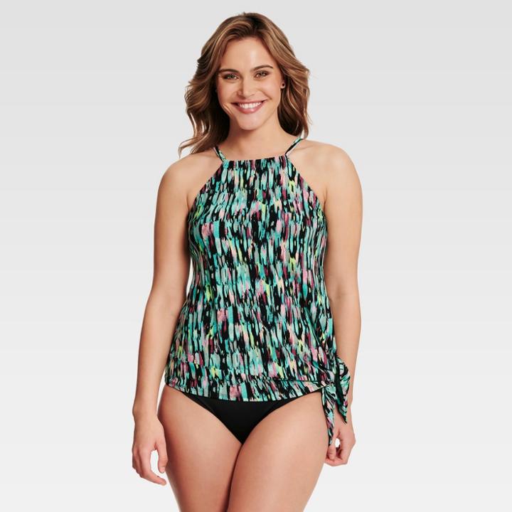Dreamsuit By Miracle Brands Women's Slimming Control Ikat High Neck Tankini - 6,