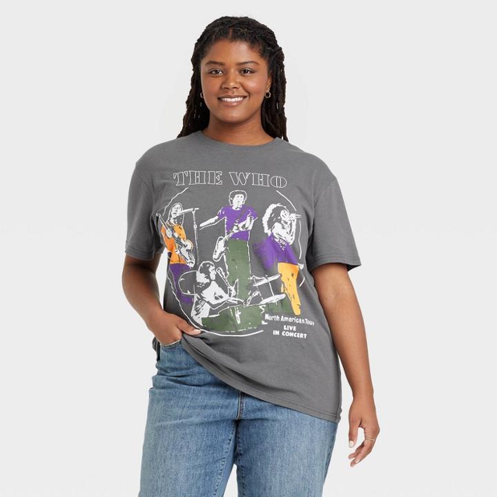 Bravado Women's Plus Size The Who Short Sleeve Graphic T-shirt - Gray