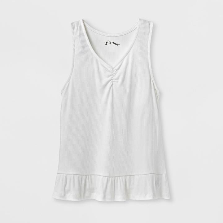 Girls' Sleeveless Peplum Tank Top - Art Class Fresh White