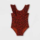 Toddler Girls' Leopard Print One Piece Swimsuit - Cat & Jack Brown