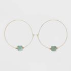 Semi-precious Jade With Worn Gold Hoop Earrings - Universal Thread Jade, Green