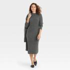 Women's Long Sleeve Ribbed Knit Sweater Dress - A New Day Charcoal
