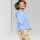 Women's Plus Size Long Sleeve Raglan Cropped Hoodie - Wild Fable Bicycle Blue