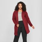 Women's Plus Size Textured Cardigan - Ava & Viv Burgundy (red)