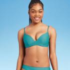 Women's Lightly Lined Wrap Front Textured Bikini Top - Shade & Shore Pool Blue
