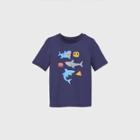 Toddler Boys' Shark Print Short Sleeve Rash Guard Swim Shirt - Cat & Jack Navy