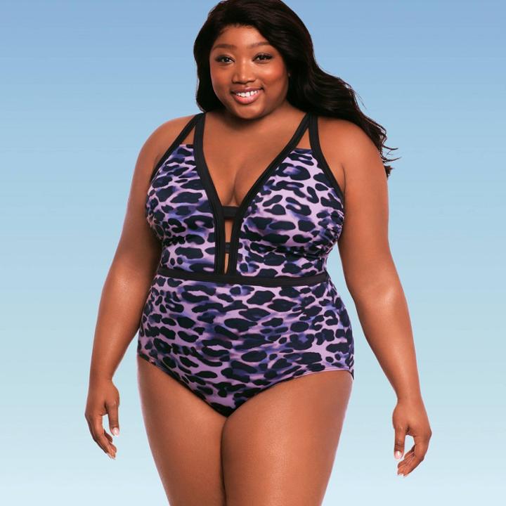 Women's Plus Slimming Control Cut Out Back Plunge Front One Piece Swimsuit - Dreamsuit By Miracle Brands Grey 16w, Women's,