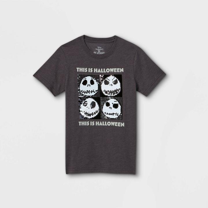 Boys' Disney Jack This Is Halloween Short Sleeve Graphic T-shirt - Charcoal Gray