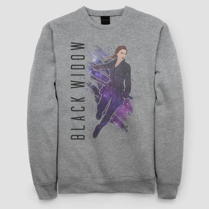 Marvel Women's Black Widow Painted Fleece Sweatshirt (juniors') - Athletic Heather