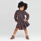 Toddler Girls' Ditsy Floral Button-down Dress - Art Class Black 12m, Toddler Girl's