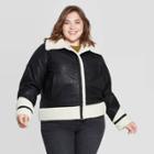 Women's Plus Size Sherpa Moto Jacket - Universal Thread Black 3x, Women's,