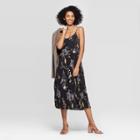 Women's Floral Print Sleeveless Scoop Neck Pleated Midi Dress - A New Day Black Xs, Women's, White