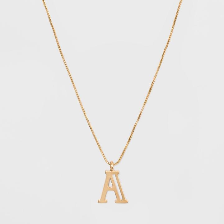 Gold Plated Initial A Pendant Necklace - A New Day Gold, Gold - A
