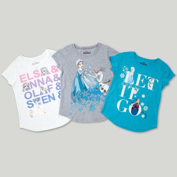 Girls' Frozen 3pk Short Sleeve T-shirt Set - Xs,