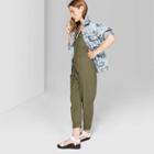 Women's Sleeveless Collared Button Front Utility Jumpsuit - Wild Fable Olive