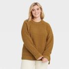 Women's Plus Size Textured Crewneck Pullover Sweater - Ava & Viv Green X