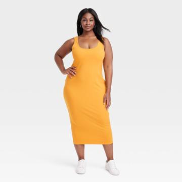Women's Bodycon Sleeveless Dress - Ava & Viv Mango Orange