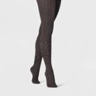 Women's Herringbone With Subtle Sparkle Tights - A New Day Black