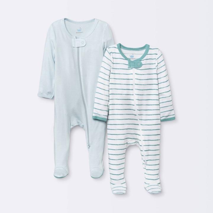 Baby Boys' 2pk Sleep N' Play - Cloud Island Aqua Blue Newborn