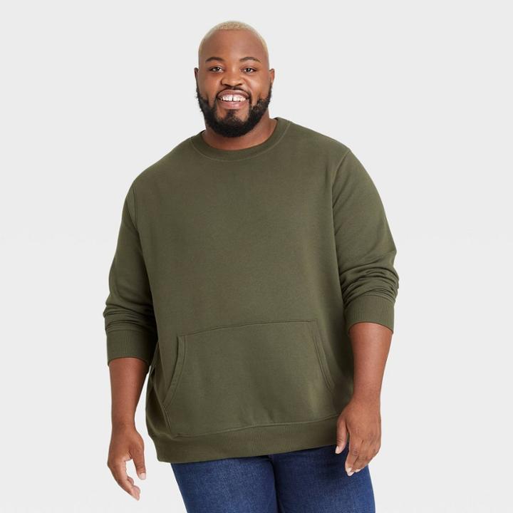 Men's Tall Standard Fit Crewneck Sweatshirt - Goodfellow & Co Green